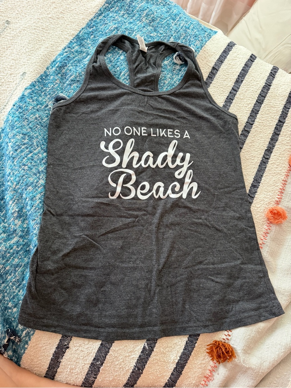 Bella Canvas Charcoal Racerback Tank with White Tag